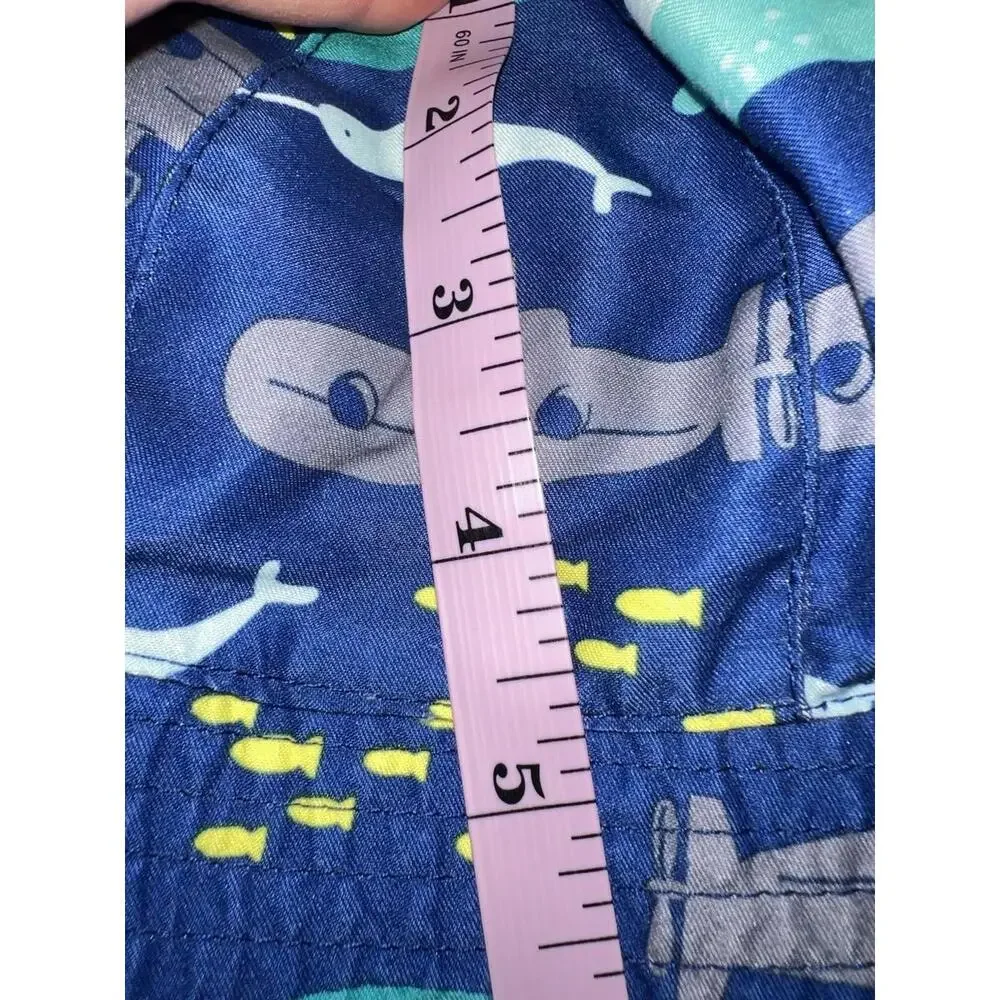 Reversible Ocean Print Bucket‎ Hat Submarines Whales Blue Toddler Size 2T-3T